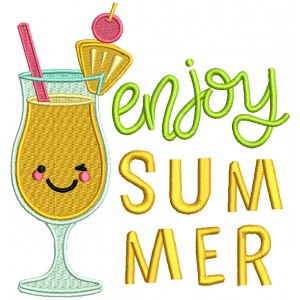Enjoy Summer Cocktail Filled Machine Embroidery Design Digitized Pattern